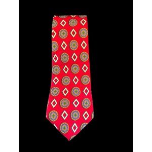 COUNTESS MARA made in USA Silk Tie Men's 56"L 4"W Red With Multi Pattern